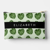 パーム葉、トロピカルパターン、お名前 アクセサリーポーチ (裏面)