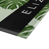 パーム葉、トロピカルパターン、お名前 カッティングボード (角)