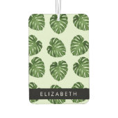 パーム葉、トロピカルパターン、お名前 カーエアーフレッシュナー (裏面)