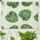 パーム葉、トロピカルパターン、お名前 キッチンタオル (折り畳み)