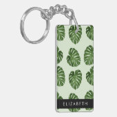 パーム葉、トロピカルパターン、お名前 キーホルダー (正面左)