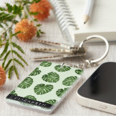 パーム葉、トロピカルパターン、お名前 キーホルダー (正面右)