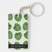パーム葉、トロピカルパターン、お名前 キーホルダー (裏面)