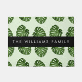 パーム葉、トロピカルパターン、お名前 ドアマット (正面)