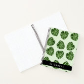 パーム葉、トロピカルパターン、お名前 ノートブック (内部)