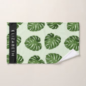 パーム葉、トロピカルパターン、お名前 バスタオルセット (ハンドタオル)