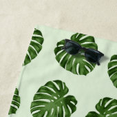 パーム葉、トロピカルパターン、お名前 ビーチタオル (インサイチュ)