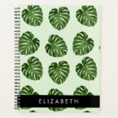 パーム葉、トロピカルパターン、お名前 プランナー手帳 (正面)
