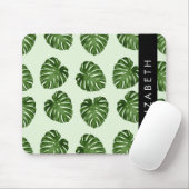パーム葉、トロピカルパターン、お名前 マウスパッド (マウス)