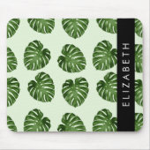 パーム葉、トロピカルパターン、お名前 マウスパッド (正面)