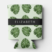 パーム葉、トロピカルパターン、お名前 缶クーラー (裏面)