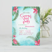 パーム葉、トロピカルフラワーズサマーバースデーパーティー 招待状 (スタンド正面)