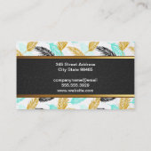 パーム葉 |ナチュラル |ブラックレザー金ゴールドトリム 名刺 (裏面)