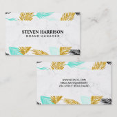 パーム葉 |ナチュラル |大理石 名刺 (正面/裏面)