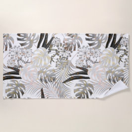 パーム葉、フローラ、植物学、カラフル ビーチタオル