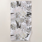 パーム葉、フローラ、植物学、カラフル ビーチタオル (正面)