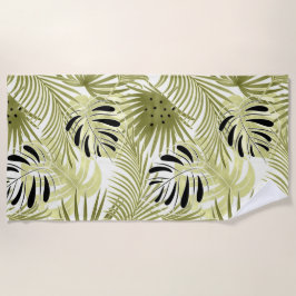 パーム葉、フローラ、植物学、カラフル ビーチタオル