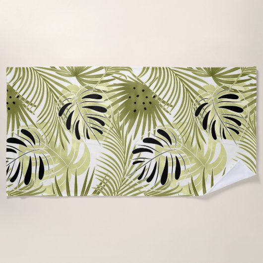 パーム葉、フローラ、植物学、カラフル ビーチタオル (正面)