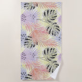 パーム葉、フローラ、植物学、カラフル ビーチタオル (正面)