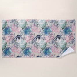 パーム葉、フローラ、植物学、カラフル ビーチタオル