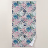 パーム葉、フローラ、植物学、カラフル ビーチタオル (正面)