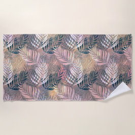 パーム葉、フローラ、植物学、カラフル ビーチタオル