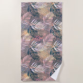 パーム葉、フローラ、植物学、カラフル ビーチタオル (正面)