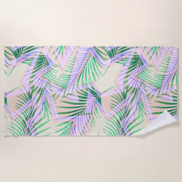 パーム葉、フローラ、植物学、カラフル ビーチタオル