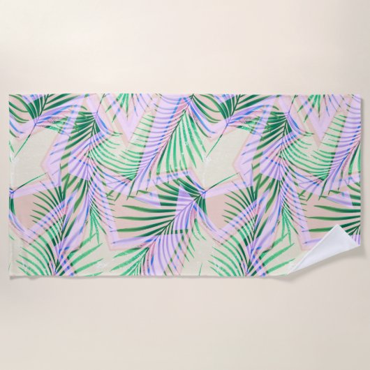 パーム葉、フローラ、植物学、カラフル ビーチタオル (正面)