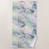 パーム葉、フローラ、植物学、カラフル ビーチタオル (正面)