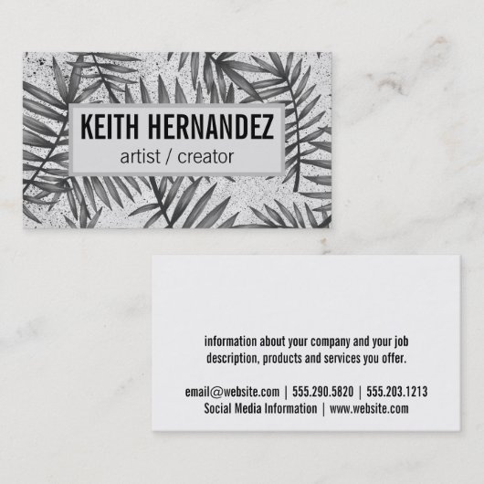 パーム葉 |斑点のある背景 名刺 (正面/裏面)