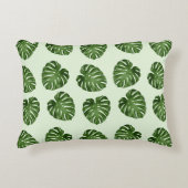 パーム葉、緑葉の、熱帯パターン アクセントクッション (正面)