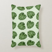 パーム葉、緑葉の、熱帯パターン アクセントクッション (正面(垂直))