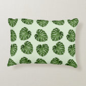 パーム葉、緑葉の、熱帯パターン アクセントクッション (裏面)