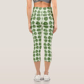 パーム葉、緑葉の、熱帯パターン カプリレギンス (裏面)