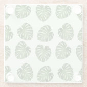 パーム葉、緑葉の、熱帯パターン ガラスコースター (裏面)