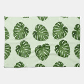 パーム葉、緑葉の、熱帯パターン キッチンタオル (横)