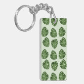 パーム葉、緑葉の、熱帯パターン キーホルダー (正面左)