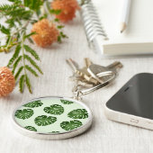 パーム葉、緑葉の、熱帯パターン キーホルダー (側面)