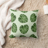 パーム葉、緑葉の、熱帯パターン クッション (ブランケット)