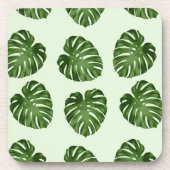 パーム葉、緑葉の、熱帯パターン コースター (正面)