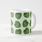 パーム葉、緑葉の、熱帯パターン ジャンボコーヒーマグカップ (正面右)