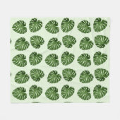 パーム葉、緑葉の、熱帯パターン フリースブランケット (正面(横))