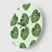 パーム葉、緑葉の、熱帯パターン ラージ壁時計 (傾斜)
