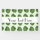 パーム葉、緑葉の、熱帯パターン 横断幕 (横)