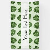 パーム葉、緑葉の、熱帯パターン 横断幕 (縦)