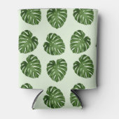 パーム葉、緑葉の、熱帯パターン 缶クーラー (正面)