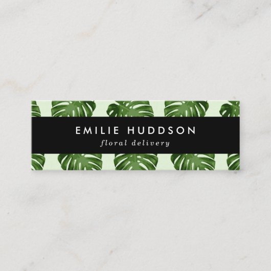 パーム葉、葉緑の花屋、花屋 スキニー名刺 (正面)