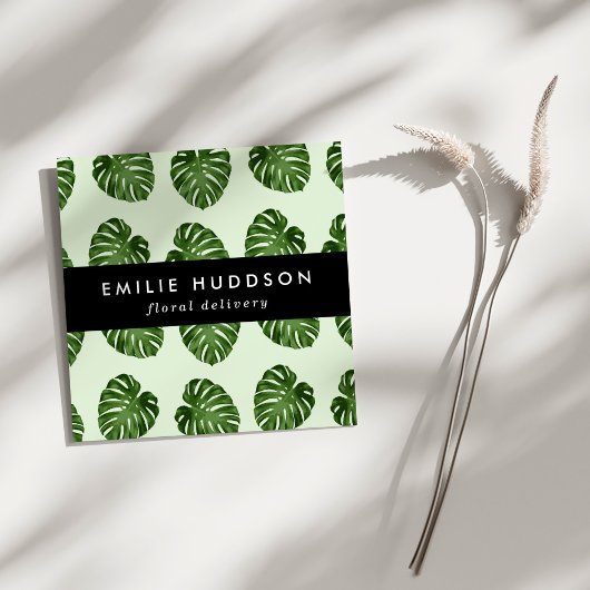 パーム葉、葉緑の花屋、花屋 スクエア名刺