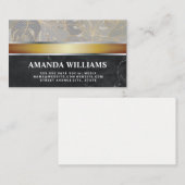 パーム葉 |金ゴールド銀メタル |黒い大理石 名刺 (正面/裏面)